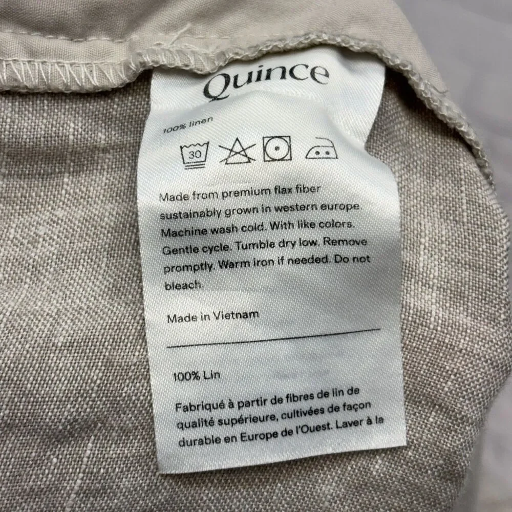 Quince Women Wide Leg 100% Linen Crop Pants Size 2X Beige D127 -22